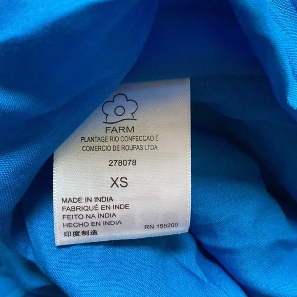 Anthropologie Farm Rio Blue puff sleeve maxi dress size XS - Picture 15 of 16